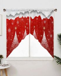 Curtain Christmas Tree Red Short Living Room Kitchen Door Partition Home Decor Resturant Entrance Drapes