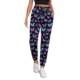 Women's Pants Multi-colored Butterfly Colourful Animal Streetwear Sweatpants Spring Female Trendy Graphic Oversize Trousers Birthday Gift