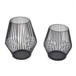 Candle Holders Black Metal Wire Tea Light Holder For Indoor Outdoor Candlestick Home Wedding Party Decorations Drop