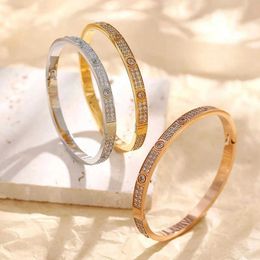 Designer Cartres Bracelet Stainless steel new Jewellery simple half circle full diamond bracelet 18k gold two row opening high-end for women