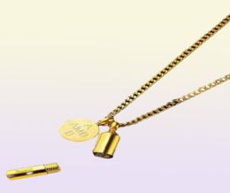 openable capsule pendant necklace men women luxury designer letter pendants stainless steel mens cuban link chain gold2706113