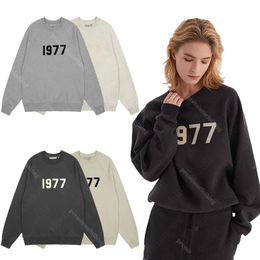 American High Street Retro Flocking Printing Letters Before and After 1977 Fall and Winter Padded Thickened Jacket Sweater Tide