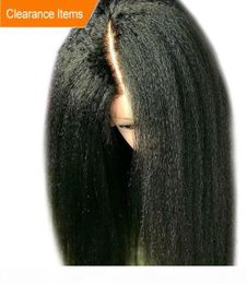High qualty yaki kinky Straight wig 13X4 brazilian full lace front wig preplucked synthetic hair wig Natural Hairline For Women5232466