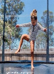 Kid Baby Girl Bikini Swimsuit Onepiece Fashion Long Sleeve Leopard Print Zipper Bodysuit Swimwear Swimming Bathing Suit OnePiece5849164