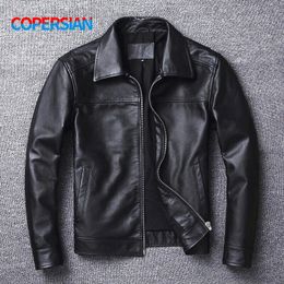Men's Leather Jacket Natural Men's Genuine Cowhide Jacket Spring and Autumn Casual Black Men's Clothing Asian size S-6XL 240106