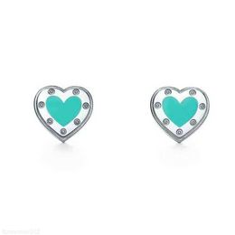 Stud 1 S925 Sterling r Heart-shaped Series Earrings Classic Fashion Exclusive Blue Enamel Splash Jewellery Ra0b GXDD