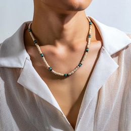 Choker Beige Small Wood And Stone Beads Necklace Men 2024 Trendy Beaded Chain On The Neck Accessories Fashion Jewellery Male Gifts