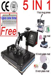 Double Display 12x15 inch 6 in 1 Combo Tshirt Heat Press Machine Sublimation Printer for PlatesCapMugPhonePenRockMDF8134642