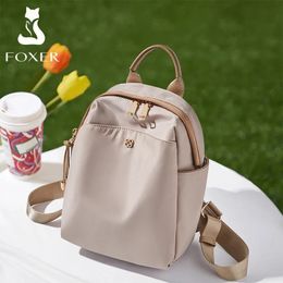 FOXER Small Lady Preppy Style Backpack Girl's High capacity Handbag Casual Fabric School Bag Women's Fashion Travel Shoulder Bag 240106