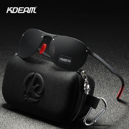 KDEAM Rimless Oval Men's Sunglasses Polarised TR90 Material Frame TAC Polarisation Lense Soft Rubber Foot Cover CX200706333n