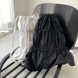 School Bags Large Capacity Nylon Waterproof Women Backpack Lightweight Drawstring Folded Shool For Students Casual Women's