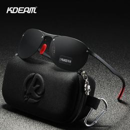 KDEAM Rimless Oval Men's Sunglasses Polarised TR90 Material Frame TAC Polarisation Lense Soft Rubber Foot Cover CX200706236E