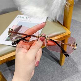 22% OFF Wholesale of sunglasses New Rimless Rectangle Sunglasses Men Brand Design Metal Fashion Square Sun Glasses for Women Frameless UV400