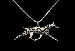 Pendant Necklaces Gold Silver 1pcs Doberman Movement Necklace 3D Cut Out Puppy Dog Lover Memorial Pendants Christmas Gift 73436184574