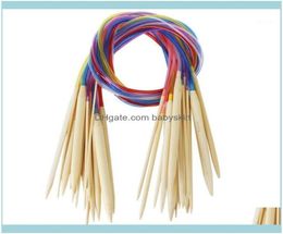 Aessories Tools Hair Productssizes Circular Bamboo Knitting Needles Set With Coloured Tube 20Mm100Mm 80Cm12966674