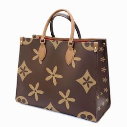 Luxurys onthe go mm Leopard Designer tote bag Woman handbag top handle Leather embossed Shoulder Bags men brown flower diaper shop CrossBody Clutch large travel bag