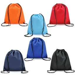 Sports Waterproof Drawstring Bags String Bag Printed Backpack Pull Rope Men Female Oxford Gym Casual drop 240106