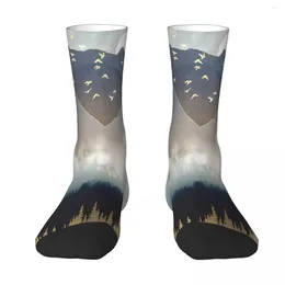 Men's Socks Blue Mountain Mist Sock Men Women Polyester Stockings Customizable Funny