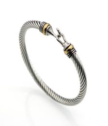 Popular titanium wire ed hook shaped Gold Bracelet Stainless steel cable Women039s Bracelet4444050