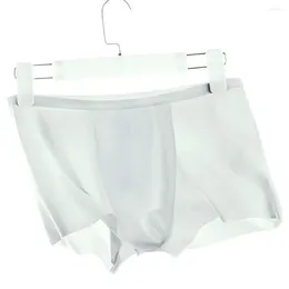 Underpants Men's Ice Silk Underwear Thin Solid Boxer Briefs Sexy Male Transparent Seamless Shorts Trunks Erotic Lingerie