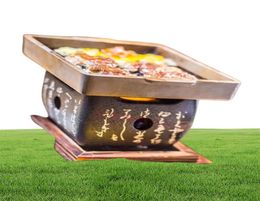 Mini square rock barbecue pan Japanese text barbecue grills BBQ on table Teppanyaki steak plate high temperature stone plate 03223731281