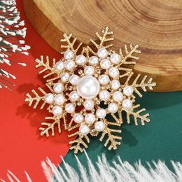 Brooches Christmas Pearl Snowflake Brooch Ladies Unisex 2 Colours Year Party Office Gift Pin