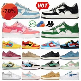 Og Ap Shoes Low for Shark Star Shoes Black White Patent Green Orange Blue Men Women Patent Leather Womens Sneakers hot sale