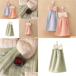 Storage Bags 25X31Cm Hanging Cute Cartoon Bow Water Absorbing Hand Towel Coral Veet Bathroom And Kitchen Wi Cloth Drop Delivery Home Dhqbv