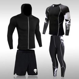 Men's Compression Sportswear Suits Gym Tights Training Clothes Workout Jogging Sports Set Running Rashguard Tracksuit For Men 240106