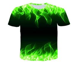 Tshirts High Quality Fashion s Boys Summer Tshirt With Round Neck Short Sleeve Blue Green Red Purple Flame 3D Printed Top6204146