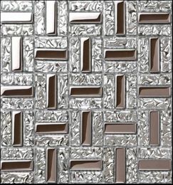 Electroplated silver glass mosaic kitchen wall tile backsplash CGMT1902 bathroom shower tiles67141409139410