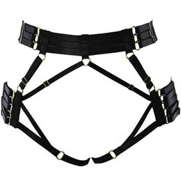 Black Harness G-string Adjustable Hollow Sexy Pantie Goth Bondage Lingerie Women Elastic Belt 240105