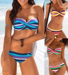 Push Up Bikini Set Bandage Top Swimsuit for Women Sexy Solid Bandeau Female Bathing Suit Beach Wear Brazilian Biquini Mujer 240105