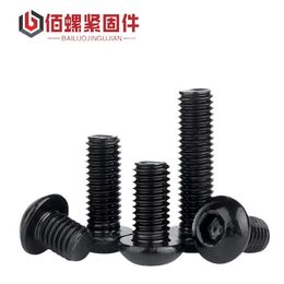 Tool Parts Hex Hexagon Socket Button Head Screw Nut Black Carbon Steel M2 M2.5 M3 M4 M5 M6 M8 Allen Round Head Screw Set Bolt and Nut Set 230419