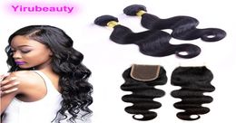 Brazilian Virgin Hair 2 Bundles With Baby Hair 4X4 Lace Closure Body Wave Hair Extensions Wefts With Top Closure8915328