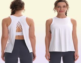 all tie up yoga vest gym clothes women cross back beauty sports blouse running fitness leisure allmatch top quickly dry tan3253893