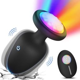 Vibrating Plug Anal Vibrator Butt Stimulator Remote Control Prostate Massager LED Light Colourful Masturbator Sex Toy For Men 240106