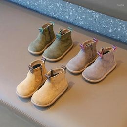 Boots Retro Nubuck Vamp For Kids Girls England Style Winter Shoe Boys Size Trendy Zipper Suede Children Comfort G09281