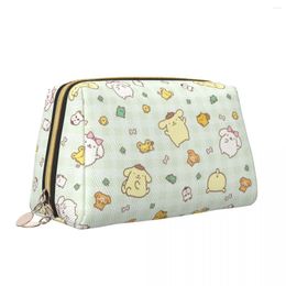 Cosmetic Bags Funny Pompompurin Leather Makeup Bag Trend Large Capacity Accessories Woman Zipper Beauty Toiletry