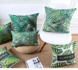 tropical jungle cushion cover rainforest plant fundas summer style capa de almofada green leaf leaves throw pillow case5439159