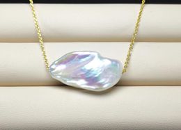 100 натуральный жемчуг в стиле барокко, ожерелье S925, серебряный кулон, пуговица, жемчужное ожерелье для женщин, модные украшения, подарок «сделай сам», свадебный подарок2410246