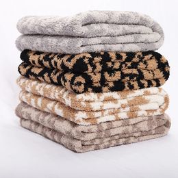 Baby Fleece Blankets Soft Children Leopard Print Knitted born Babies Blanket Bedding Sofa Set for Sleeping Napping 240106
