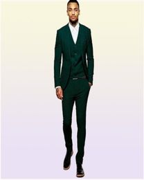 Customise Design Dark Green Men Wedding Tuxedos Peak Lapel Side Vent Groom Tuxedos Men WeddingDinnerDarty DressJacketPantsTie8198882
