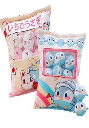 8pcs Mini Penguin Plush Toy in a Creative Pillow Stuffed Rabbit Corgi Dog Pudding Snacks Stuffed Toy in a Cushion Throw Pillow Q078390124