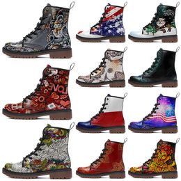 Customised shoes Fashion Boots star lovers high top leather boots Christmas diy Boots Retro casual shoes women men Boots outdoor sneaker white green big size eur 35-48