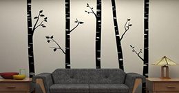 5 Large Birch Trees With Branches Wall Stickers for Kids Room Removable Wall Art Baby Nursery Wall Decals Quotes D641B 2012019466528