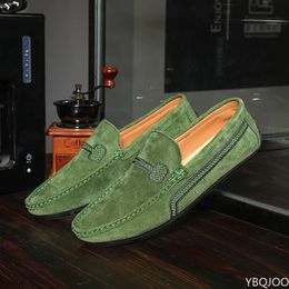 Genuine Leather Mens Loafers Zapatos De Hombre Formal Dresses Men Shoes Business Casual Green Orange Moccasin Sneakers Flats 240106