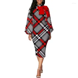 Ethnic Clothing African Dresses For Women 2024 Arrival Fashion Printed Long Sleeve Pencil Dress Fairy Dreess Nigeria Turkey Africa Clothes