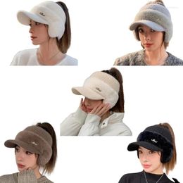 Berets Women Knitted Baseball Hat For Artists Rappers Painter Writer Cold Winter Furry Empty Top