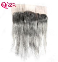 Grey Colour Straight Lace Frontal Closure Ombre Brazilian Virgin Human Hair Grey 13X4 Ear to Ear Lace Frontal With Baby Hair Natura3429143